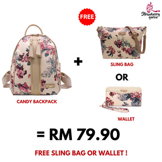 CANDY BACKPACK - FLORAL E, BEIGE [WHATSAPP TO PRE ORDER]